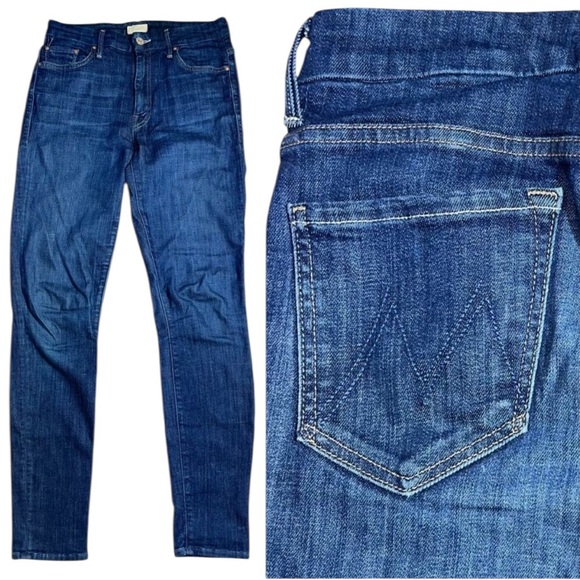 MOTHER High Waisted Looker Skinny Clean Sweep Dark Wash Jeans Size 27 - Picture 2 of 15